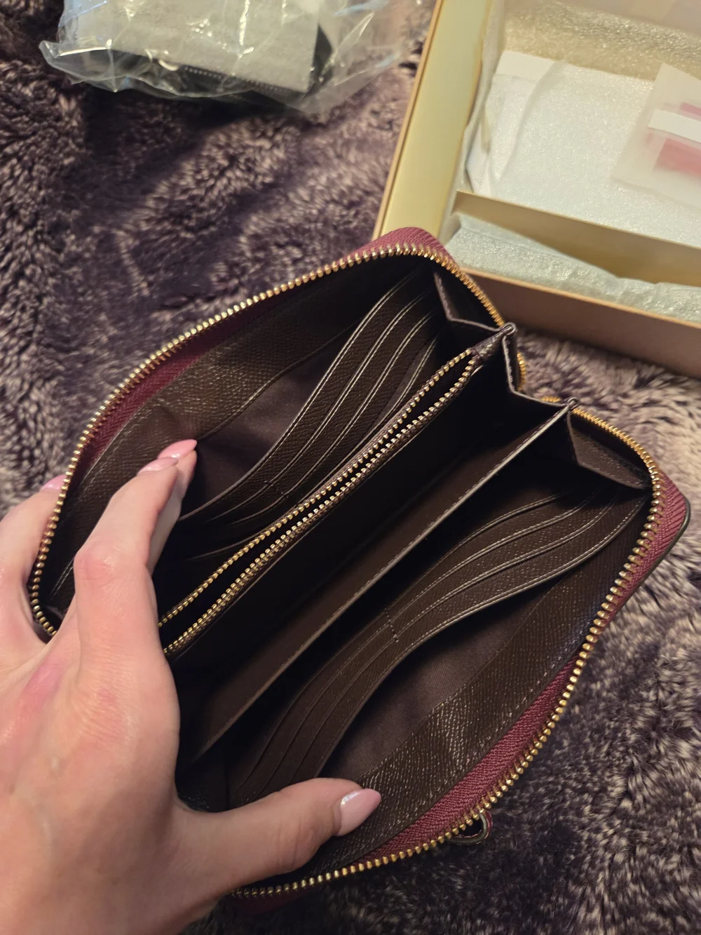 COACH Women's Zip Around Wallet in Berry